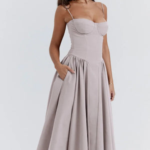 Sigrid | Vestido bustier sem mangas comprimento midi