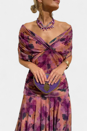 Vestido Idoia · Floral largo con escote en V