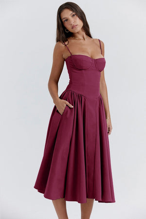 Sigrid | Vestido bustier sem mangas comprimento midi