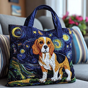 Bolso Tote Acolchado · Beagle en la Noche Estrellada