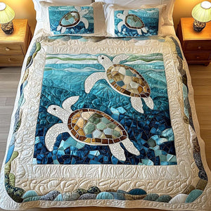 Colcha Acolchada 3 Piezas — Tortugas Marinas