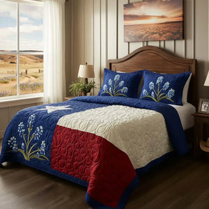Colcha Acolchada 3 Piezas — Orgullo de Texas