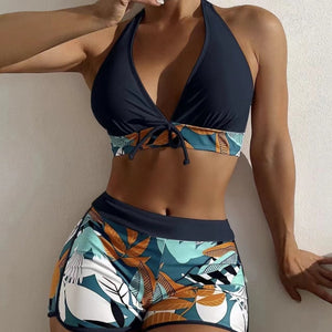 Bikini Yara · Top halter y short de talle medio
