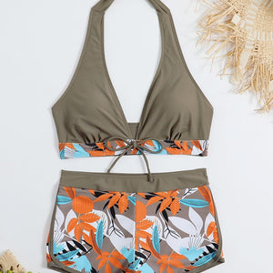Bikini Yara · Top halter y short de talle medio
