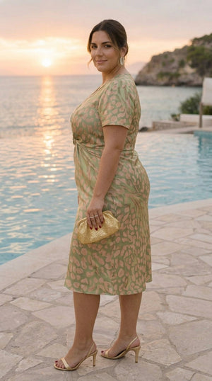 Vestido Lina · Midi con nudo central y caída fluida