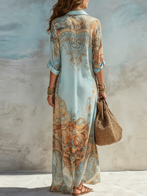 Vestido Úrsula · Maxi camisero mediterráneo