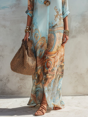 Vestido Úrsula · Maxi camisero mediterráneo
