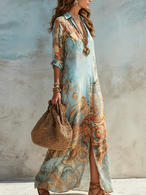 Vestido Úrsula · Maxi camisero mediterráneo
