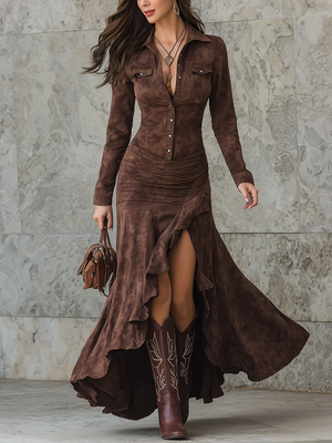 Vestido Aurelia · Largo retro con volantes