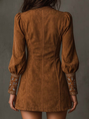 Vestido Petra · Corto de ante bordado
