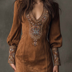 Vestido Petra · Corto de ante bordado
