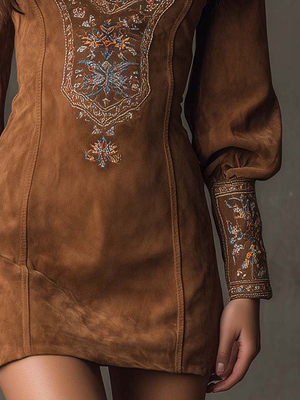 Vestido Petra · Corto de ante bordado