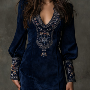 Vestido Petra · Corto de ante bordado