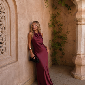 Vestido Engracia · Largo en tonos cálidos