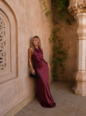 Vestido Engracia · Largo en tonos cálidos