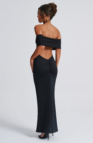 Tindra | Robe longa Bardot refinada