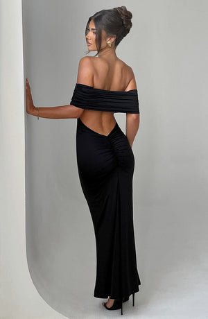 Tindra | Robe longa Bardot refinada