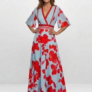 Vestido Julieta · Maxi floral con escote en V