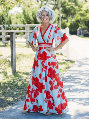 Vestido Julieta · Maxi floral con escote en V