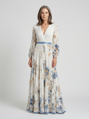 Vestido Claudia · Maxi floral de manga larga
