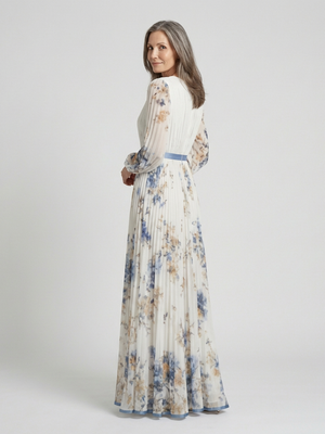 Vestido Claudia · Maxi floral de manga larga