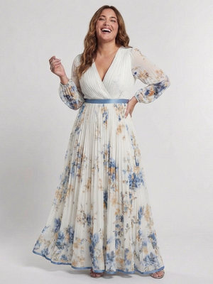 Vestido Claudia · Maxi floral de manga larga