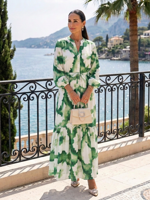 Vestido Virginia · Maxi de manga larga con cintura anudada