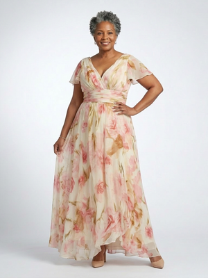 Vestido Rosalía · Maxi floral con escote en V