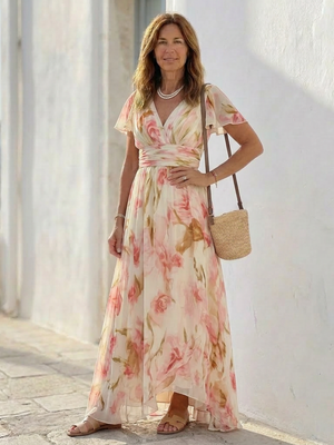 Vestido Rosalía · Maxi floral con escote en V