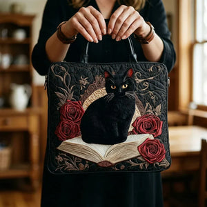 Bolso acolchado artesanal – Gato Negro sobre los Libros