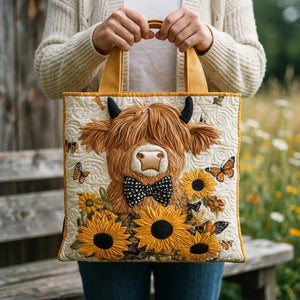 Bolso acolchado - Vaca Highland y Girasoles