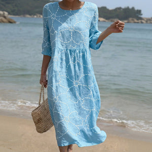 Vestido Ginebra · Maxi de cuello redondo