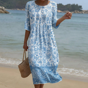 Vestido Milena · Maxi de cuello redondo