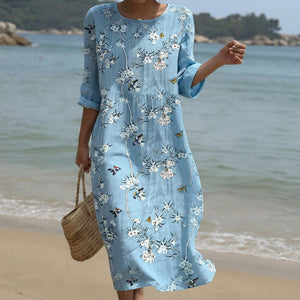 Vestido Marlene · Maxi de cuello redondo