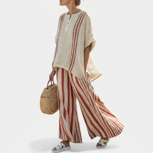 Conjunto Fabiola · Elegante rayas rojas
