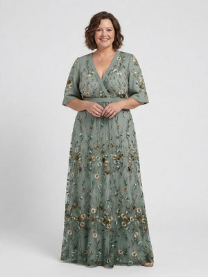Vestido Eloísa · Maxi bordado con escote en V