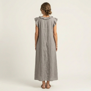 Vestido Edurne · Maxi de lino con encaje en V