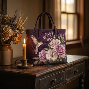 Bolso acolchado artesanal - Colibrí y Orquídeas