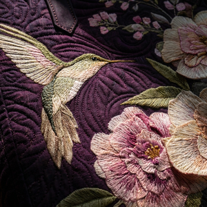 Bolso acolchado artesanal - Colibrí y Orquídeas