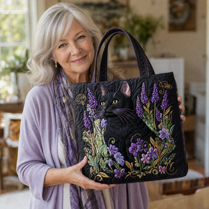 Bolso acolchado artesanal - Gato a la Luz de la Luna