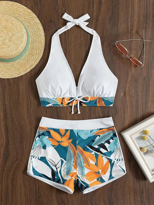 Bikini Yara · Top halter y short de talle medio