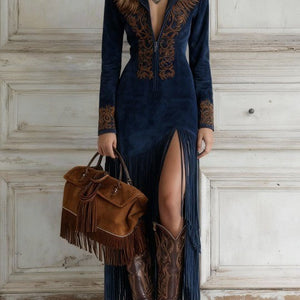 Vestido Micaela · Largo bordado con cremallera