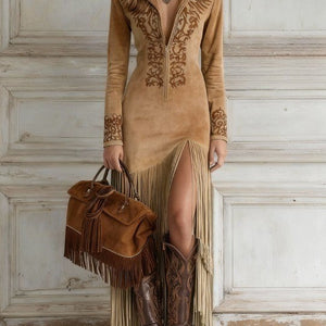 Vestido Micaela · Largo bordado con cremallera