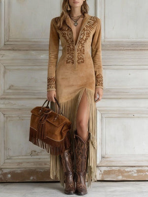 Vestido Micaela · Largo bordado con cremallera