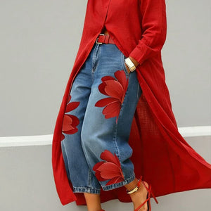 Vestido Primitiva · De lino & conjunto de denim floral