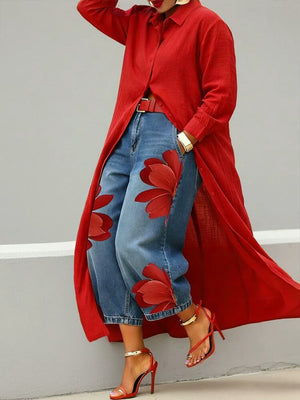 Vestido Primitiva · De lino & conjunto de denim floral