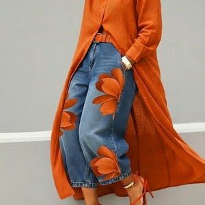 Vestido Primitiva · De lino & conjunto de denim floral