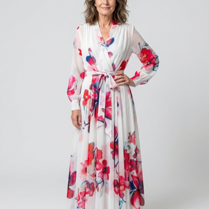 Vestido Tania · Maxi floral de manga larga
