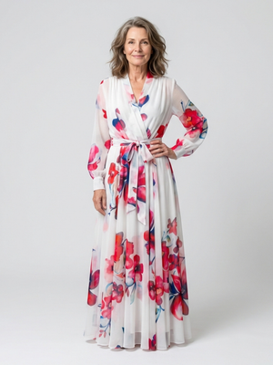 Vestido Tania · Maxi floral de manga larga