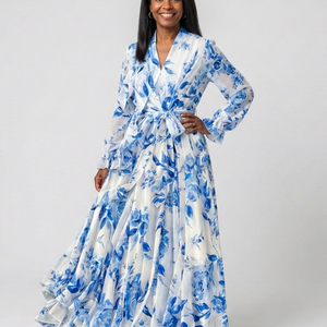 Vestido Tania · Maxi floral de manga larga